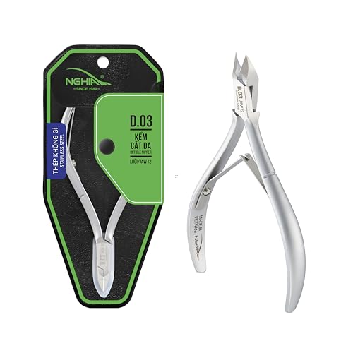 NGHIA Cuticle Nipper - D-03 JAW 12 | Stainless Steel | Durable and Sharp | Ergonomic Design | Grey Plated | Ideal for Salons and Home Use - size: Jaw 12