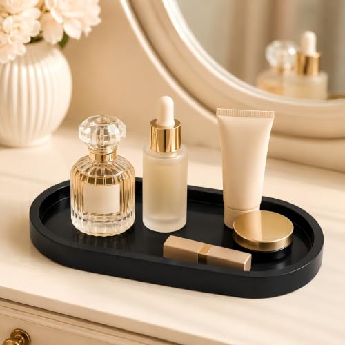Bathroom Tray,Vanity Tray,Perfume Tray for Makeup,Perfume,Trinket - color: Black, size: 12.5"x5.8"x1.1" (1 Pack)