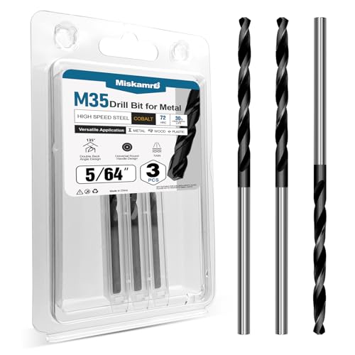 5/64 Inch Cobalt Drill Bit Set, HSS M35, Industrial Grade, TiAlN Coated - size: 5/64 Inch