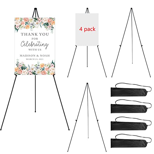 RRFTOK 4 Pack 63 in Sign Easel Stands, Instant-Fold Tripods with Bags - style: 63B 4pack