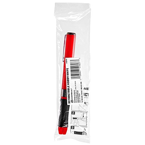 Powerbuilt Hobby Knife with Retractable Twist Blade – Includes 3 Blades, Onboard Storage, Pocket Clip – Compatible with #11 Replacement Blades – 240040