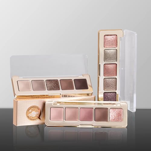 Neutral Nude Matte & Shimmer Eyeshadow Palette – Pink, Cocoa Brown & Champagne Gold Shades, Warm Nude Glitter Eye Shadow Contour Palette for Mature Women, Blue Green Eyes & Daily Natural Makeup - color: A03