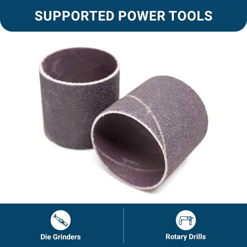 Benchmark Abrasives 1.5" x 1.5" Aluminum Oxide Abrasive Spiral Bands for Rotary Tools, Drum Sleeves for Sanding Deburring Blending Polishing on Metals Plastic Wood Rubber (10 Pack) - 60 Grit - style: 60 Grit
