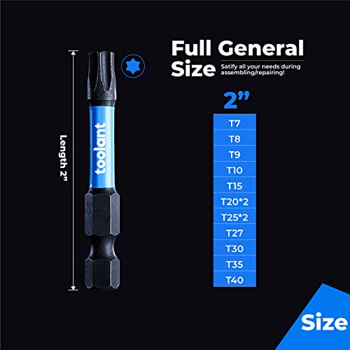 toolant 25PCS T25 2" Impact Torx Bits S2 Steel - size: T25(2"*25pcs)