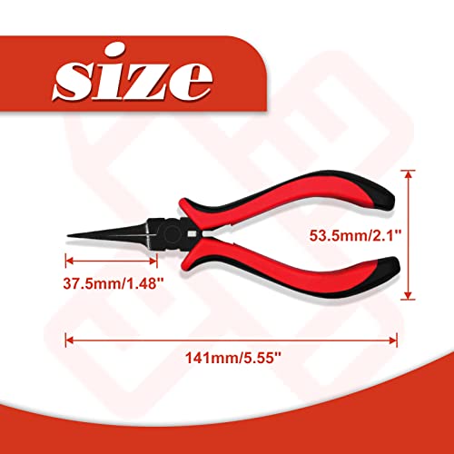 SPEEDWOX 5.5 Inch Thin Flat Nose Pliers Smooth Jaw TPR Handle - color: Red&black Smooth Jaw