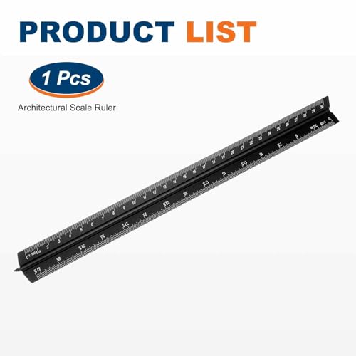 HARFINGTON Architectural Scale Ruler 12" Metric Aluminum Alloy Black - color: Black, size: 12 Inch