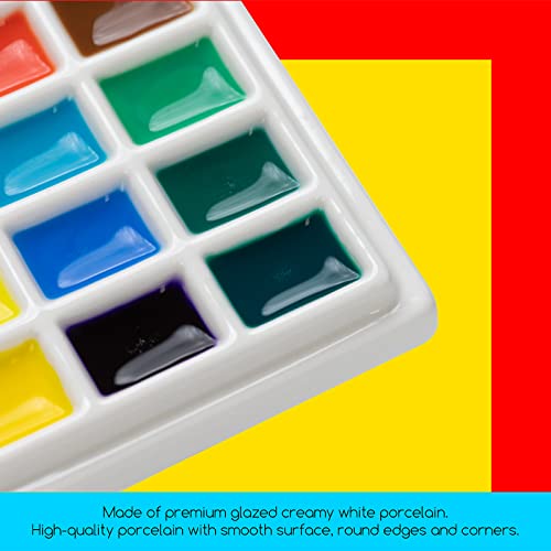 MEEDEN Ceramic Watercolor Palette with Cover: 12-Well Porcelian Mixing Tray - size: 12-well