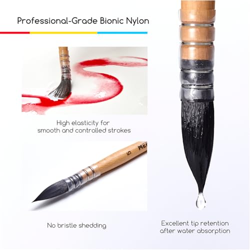 MEEDEN Watercolor Brushes Professional - Synthetic Squirrel Hair Artist Paint Brushes Set with Beech Wood Handle Great for Artists Hobbyists Size 1 - size: Size 1 - 1 Count