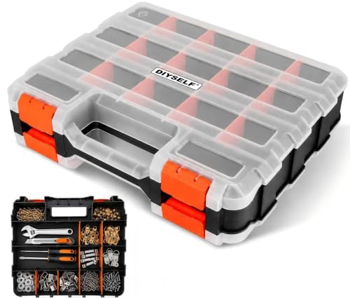 DIYSELF Screw Organizer, Double-Sided 34-Compartment Small Parts Organizer - size: 1 Pack