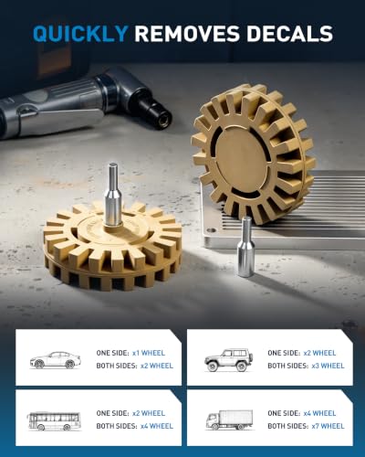 S SATC 4 PCS Decal Remover Wheel 4 Inch Rubber Eraser Wheel for Drill - style: 4 Pack Slotted Decal Eraser Wheel