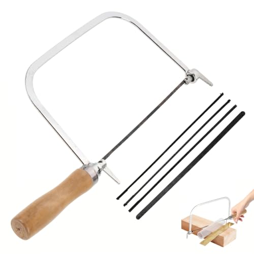 Veemoon Coping Saw, U-Shaped Coping Frame with 5 Size Replacement Blades Small Woodworking Fret Saw Carving Saw Japanese Hand Saw for DIY Crafts, Detailed Wood Plastic and Metal Cutting