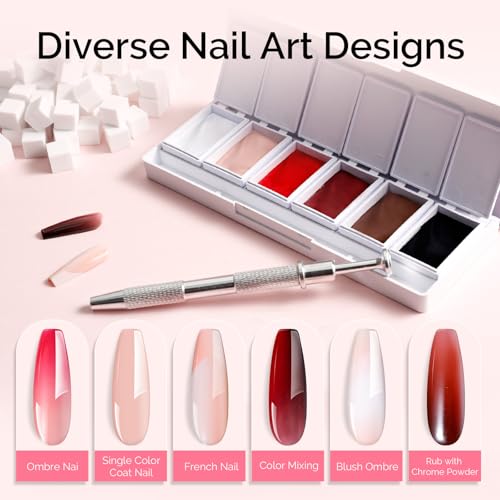 MelodySusie Gradient Painting Gel with 100 Sponges&Metal Grabber Set - color: E-Caramel Brown Set