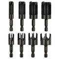 Baorder 8 Pack Black Wood Plug Cutter Drill Bit Set with 1/4 Hex Shank - color: Black