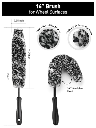Fantasticlean 6PCS Car Wheel Brush Kit for Cleaning Tires - size: 6PCS-WDK001