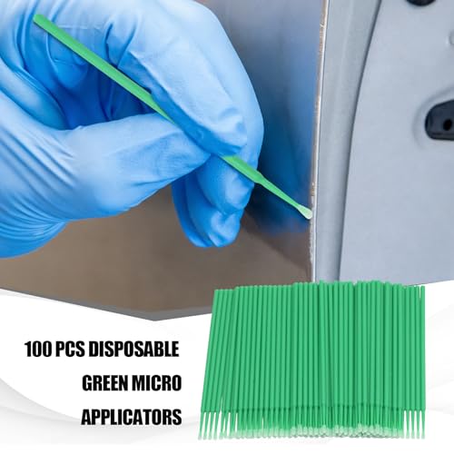 Saihisday Touch Up Paint Brushes for Automotive Paint Chip Repair Disposable Micro Applicators 100PCS (Green) - color: Green