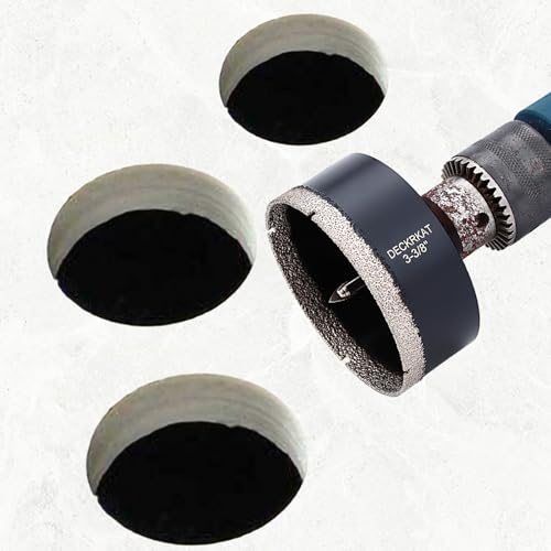 DECKRKAT 3-3/8"Diamond Hole-Saw Bits with Pilot Drill Bit - 3-3/8"Diamond Tipped Tile Hole Saws with Guiding Bit Accurate Drilling for Porcelain Tile Ceramic Pottery Granite Stone Glass Bottles 85mm - size: 3-3/8"