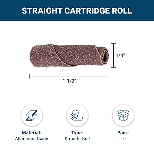Benchmark Abrasives Aluminum Oxide Straight Sanding Cartridge Rolls for Blending Deburring Polishing Sanding Metals, Rotary Sander - Die Grinder Abrasives (10 Pack)(1/4" x 1-1/2", 80 Grit) - size: 1/4" x 1-1/2", style: 80 Grit