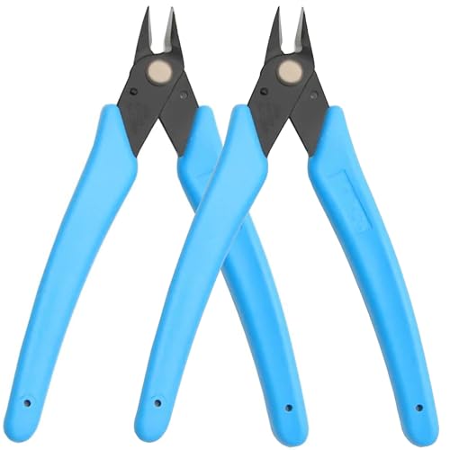 Micro Wire Cutters Precision Flush Cutter Pliers for Jewelry Making Electronics Craft 5 Inch Mini Side Cutting Nippers for Zip Ties Plastic Models and Hobby Projects 2PCS Light Blue