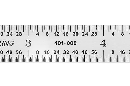 PEC Tools 6" Metal Ruler, Flexible, 4R Graduation, High Accuracy - color: Stainless Steel-Flexible, size: 6"