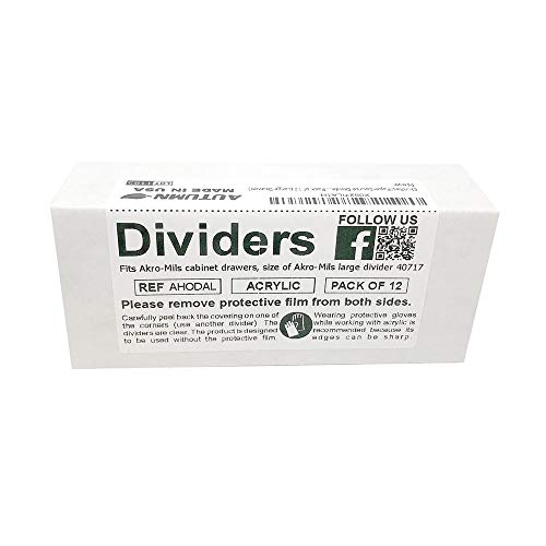 Pack of 12 Dividers for Large Drawers Plastic Storage Hardware Cabinet, Compatible with Akro-Mils 40717 (20702 Large Drawer) - size: Large Drawer