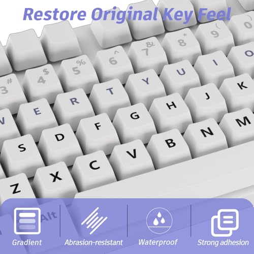 ProElife Gradient Keyboard Letter Stickers with Tweezer, Short, Gray - color: Ombre Gray