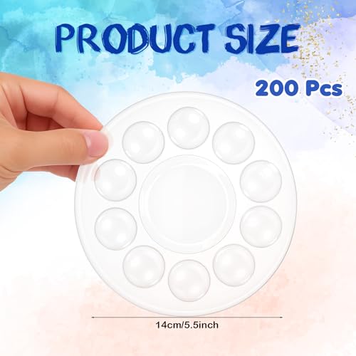 200 Pcs Paint Tray Palettes, Disposable Round Plastic Paint Palette