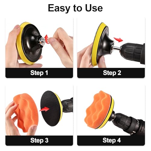 4 Inch 33 PCS Buffing Polishing Pads, Car Foam Sponge Drill Attachment - color: 33 Pieces