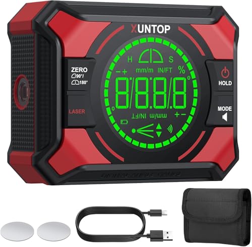 XUNTOP Digital Angle Finder with Dual Laser (Class 2 Laser, <1mW Output)
