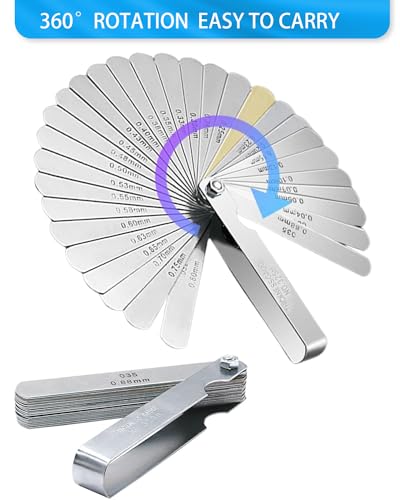Feeler Gauges - 32 Blades Feeler Gauge Set &16 Pieces Offset Feeler Gauge Stainless Steel Dual Marked Metric and Standard SAE - Valve Thickness Gauge (Tapered&Offset Feeler Gauge) - style: TAPERED&OFFSET FEELER GAUGE