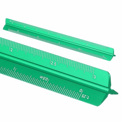 HARFINGTON Architectural Scale Ruler 7" Metric Aluminum Alloy Green - color: Green, size: 7 Inch