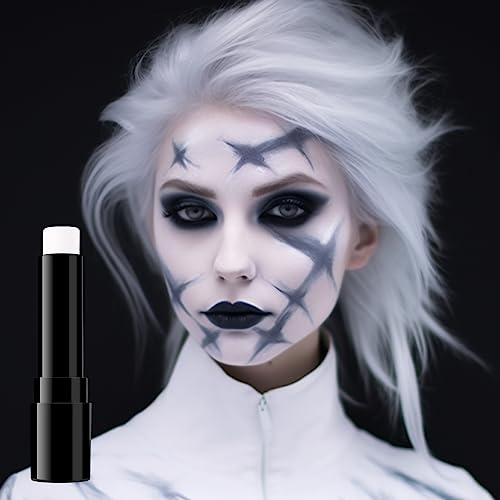 BADCOLOR White Face Body Paint Eye Black Stick for Adults Children Softball Football Baseball Sports , Non-Toxic Hypoallergenic for Halloween SFX Makeup Cosplay Skeleton Clown Costume Parties - color: 1PCS White