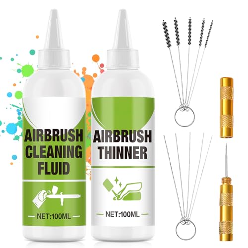 JAOJAO Airbrush Cleaner Kit, Air Brush Cleaner with Thinner, 100ml Each