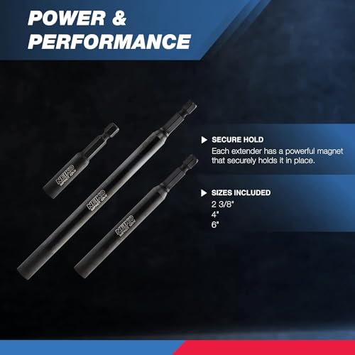 NEIKO 11403A Magnetic Bit Holder Set | 3 Pieces - 2-3/8, 4, and 6| Premium Cr-V Steel | 1/4" Hex Shank Design - style: Bit Holder