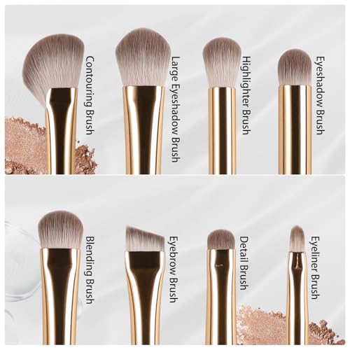 Eye Makeup Brush Set 8Pcs, Blending Eyeshadow Brushes for Beginners, Black - color: Black-8