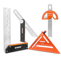 4Pcs Woodworking Tools -7''Aluminum Rafter Square,12''Adjustable Protractor Angle Finder,10'Woodworking Square Ruler and T-Bevel Gauge-1/16 Precision… - style: 4PCS