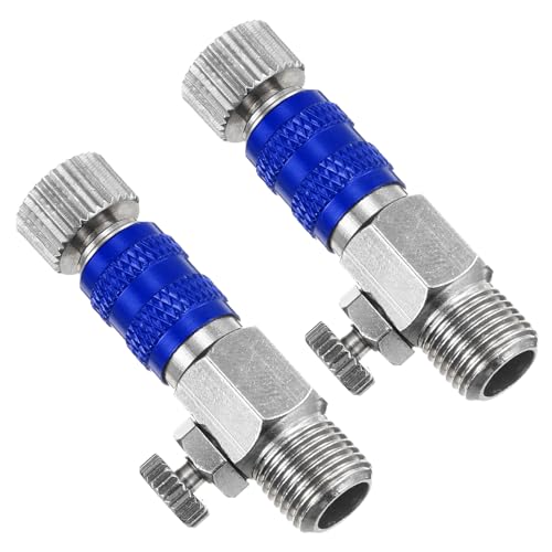 PATIKIL 1/8 Air Brush Connector Adapters, 2pcs Air Brush Quick Connect Air Brush Airflow Control Valve Quick Release Disconnect for Air Brush Hose, Blue - color: Blue