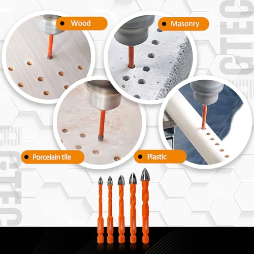 BGTEC Cemented Carbide Drill Bits Masonry Drill Bits, 5pcs Quick-fit Shank 8MM Cross Spiral Hard Alloy Drill Bit for Wood Plastic Masonry Ceramic Tile Concrete Marble - size: 5pcs 8mm