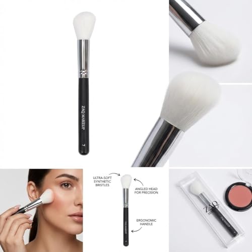ZAQ Angled Contour Brush, Synthetic Concealer Brush for Blending Setting Buffing with Liquid, Cream and Powder Cosmetic (Angled Brush) - style: Angled Contour Brush