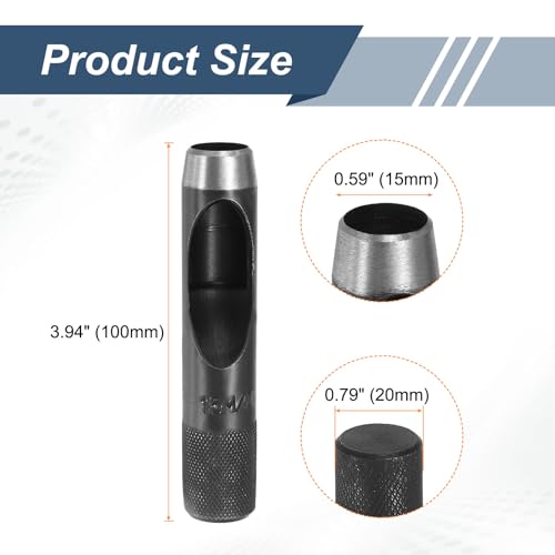 HARFINGTON Leather Hole Punch 15mm Hollow Round Hole Puncher Cutter Carbon Steel Tool for Watch Cloth Belt Gaskets DIY Leather Craft Repair, Black - size: 15mm