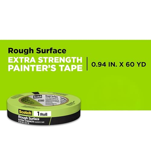 Scotch Rough Surface Painter's Tape 2060-24AR-BK, 0.94 in x 60.1 yd (24mm x 55m), Green, 3 Rolls, Clean Removal, No Residue, Textured & Hard-to-Stick Surfaces - size: 3 Pack