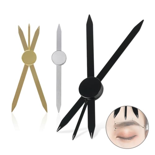 Brow Measuring Tool for Mapping, Stainless Steel Compass Eyebrow Ruler for Microblading Eyeliner Semi Permanent Makeup (Black) - color: Black