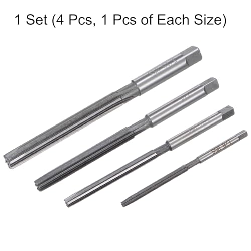 uxcell 4pcs Hand Reamers Set 1/8" 3/16" 1/4" 5/16" H7 Alloy Steel Reamer Bit Straight Flutes Steel Cutting Tool for Metal Wood Hole Reaming - style: H7