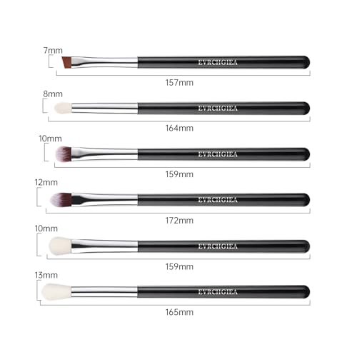 Eye Makeup Brush Set, 6 Pcs Professional Blending Eyeshadow Makeup Brushes for Concealer Eyebrows Eyeliner, Soft Hairs & Wood Handle (black and silver)… - color: black and silver