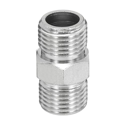 PATIKIL 1/8 to 1/8 Air Brush Hose Adapter, 1PCS 1/8" BSP Male to 1/8" BSP Male Fitting Conversion Adapter Nipple Metal Connector for Air Compressors - size: 1/8" BSP Male to 1/8" BSP Male