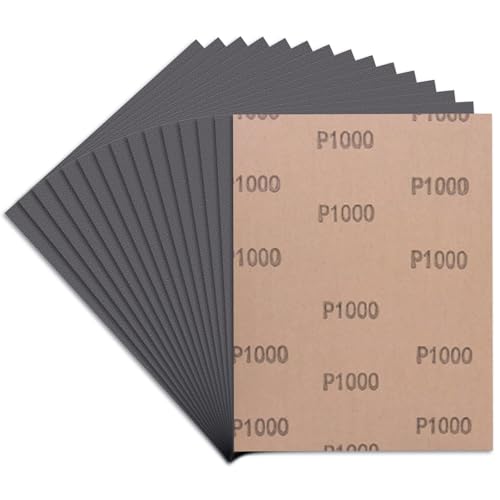 Sandpaper 1000 Grit, Wet Dry Sanding Sheets, High Performance Sand Paper for Wood Furniture Finishing, Metal Grinding, Automotive Polishing, 9 x 11 inches, 15-Sheets - size: 1000 Grit, 15 Sheets, 9 x 11 inches