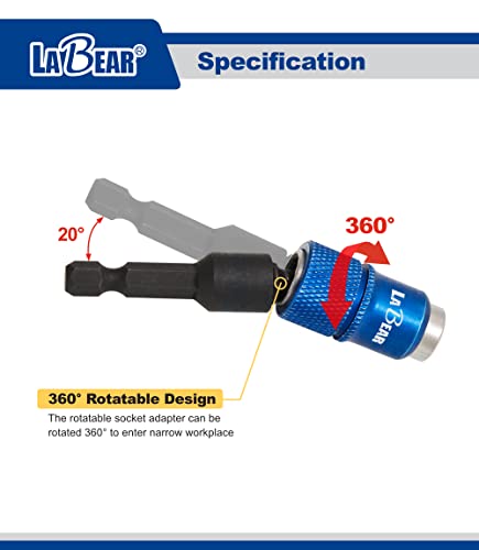LABEAR 1/4 Inch Magnetic Universal Joint Bit Holder, 360° Swivel