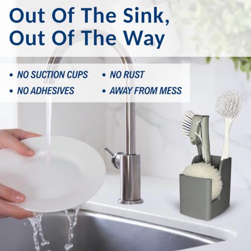Spacewiser Silicone Sink Caddy – Sponge Dish Brush Holder for Kitchen Sink - color: Modern Gray