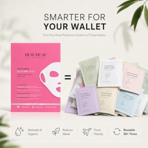 Reusable Silicone Face Mask for Skincare, Sheet Mask Holder for Face, Medical Grade Silicone Mask Locks in Serums & Moisture, Washable, Reusable & Travel Friendly