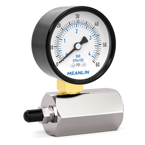 MEANLIN MEASURE 0-60Psi 2" Steel Double Graduated Air Test Pressure gauges, 3/4" FNPT Connection, -3-2-3% Accuracy - size: 0-60Psi, style: Chrome Body