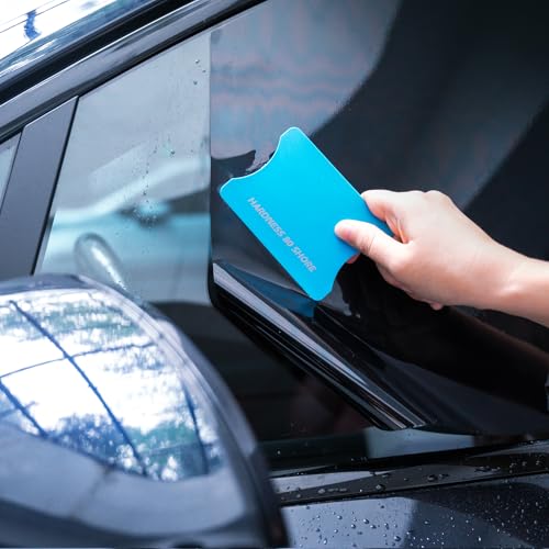 FOSHIO 2 Pack Squeegee for Vinyl – Green 40° Soft Hardness & Blue 80° Firm Hardness Scratch Free Small Squeegee Vinyl Squeegee Tool for Car Wrap, Window Tint, PPF, Decals - color: Green & Blue